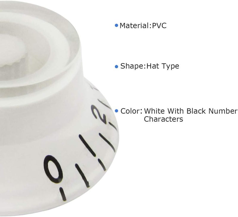 FLEOR 4pcs LP Guitar Knobs White Top Hat Style Speed Control Knobs Compatible with LP Style Electric Guitar - Image 4